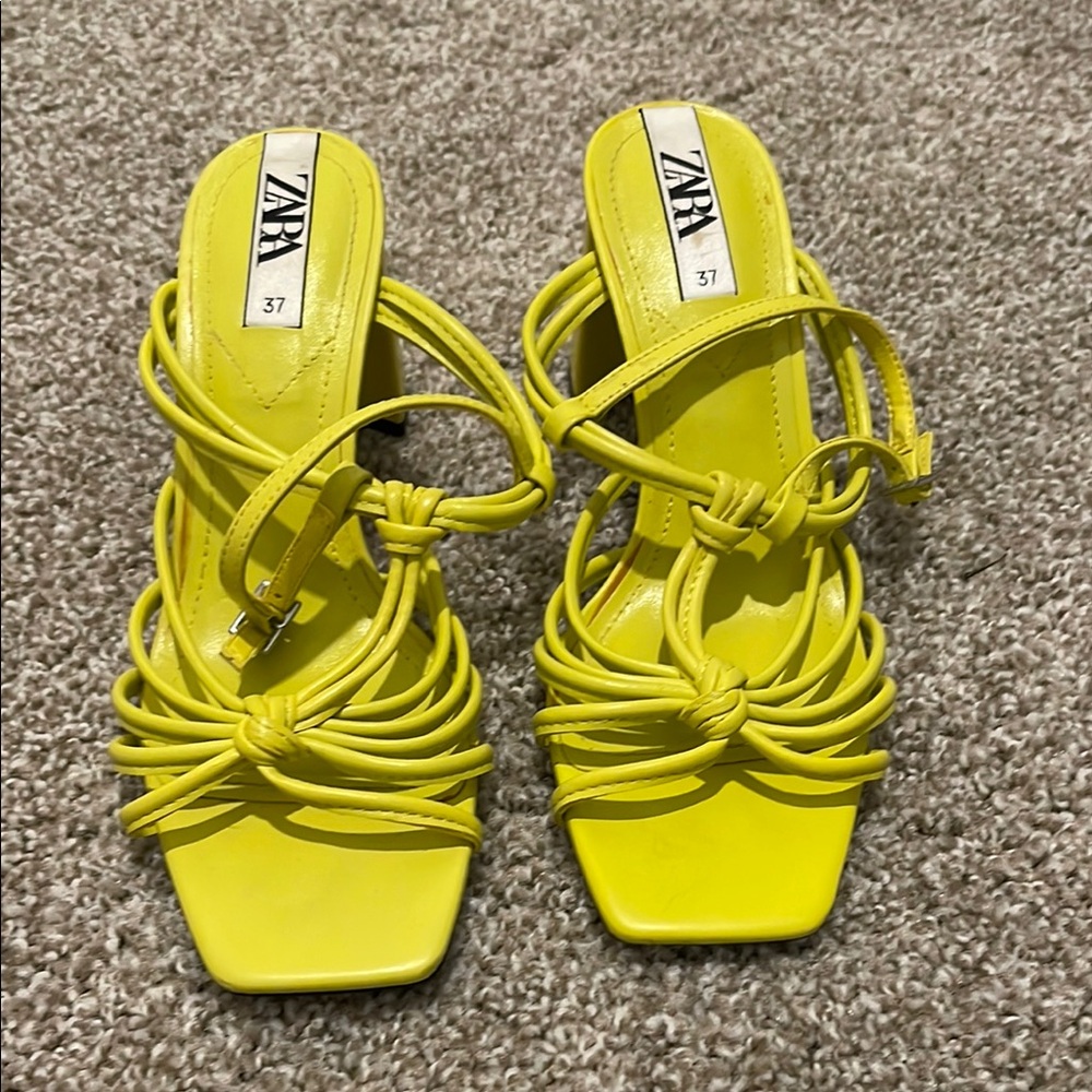 Zara Yellow Strappy Heels with Stiletto